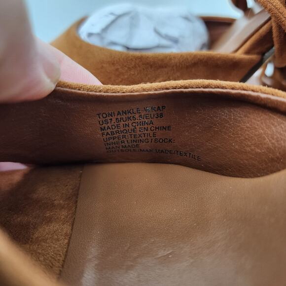 New NEW Ayesha Curry x JustFab Toni Ankle-Wrap Heeled Sandals in‎ Camel Size 7.5 - Picture 7 of 7